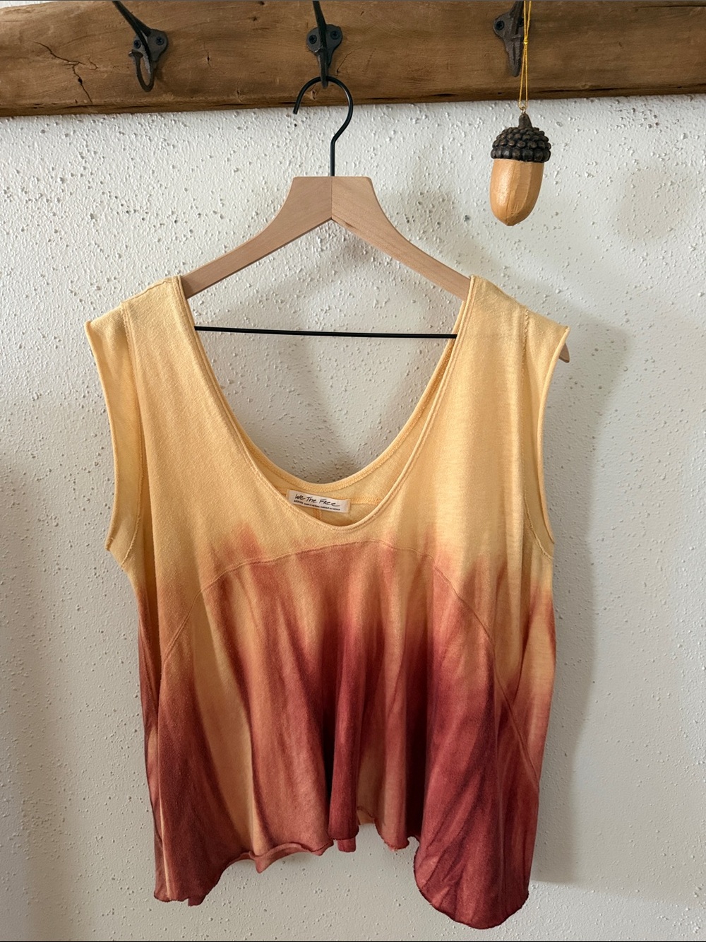 We The Free M Washed Sunrise Dip-Dye Sleeveless Top - Yellow to Rust